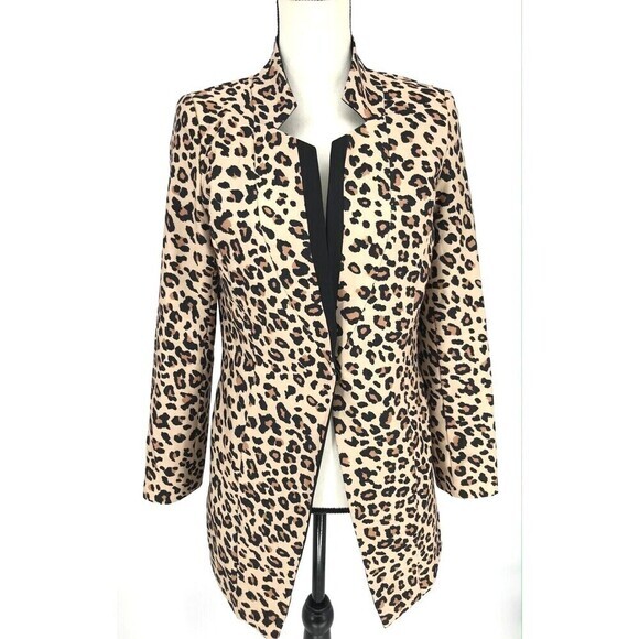 FloryDay‎ Blazer/Suit Womens Leopard Print Long Sleeve Open Front Size Small - Picture 1 of 10